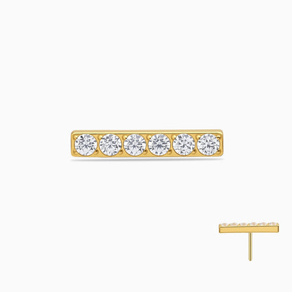 18Kt Gold PVD Titanium Threadless 6-Stone Bar Top
