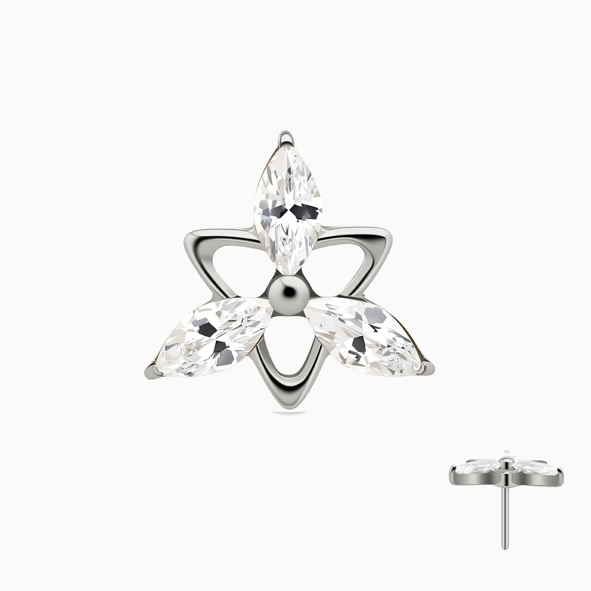 Titanium Threadless Marquise Cluster Top