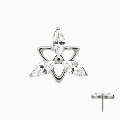 Titanium Threadless Marquise Cluster Top