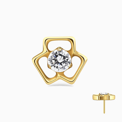 18Kt Gold PVD Titanium Threadless Open Triangle Gem Top