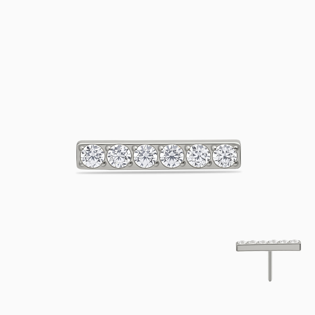 Titanium Threadless 6-Stone Bar Top