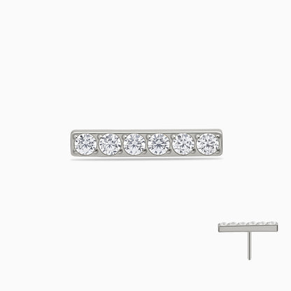 Titanium Threadless 6-Stone Bar Top