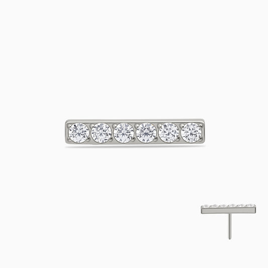 Titanium Threadless 6-Stone Bar Top