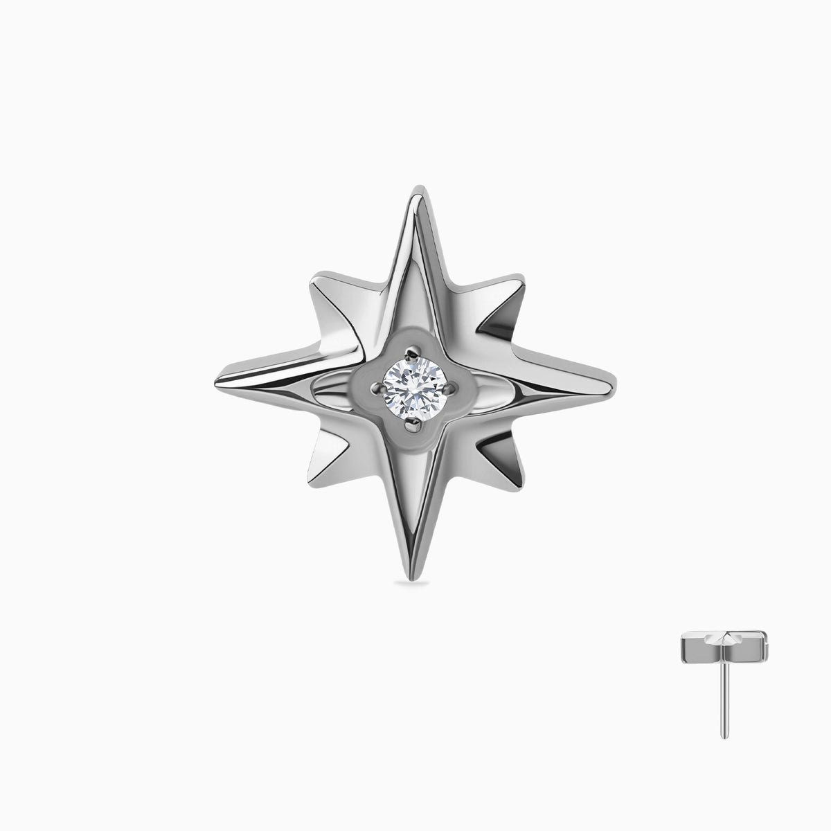 Titanium Threadless Eight-Point Star Gem Top