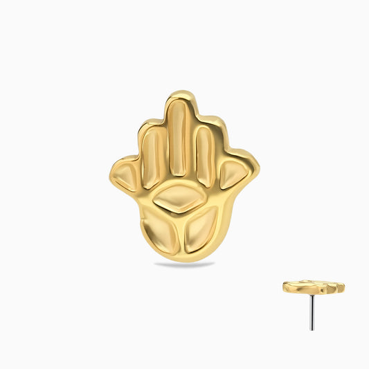 18Kt Gold PVD Titanium Threadless Hamsa Hand Top