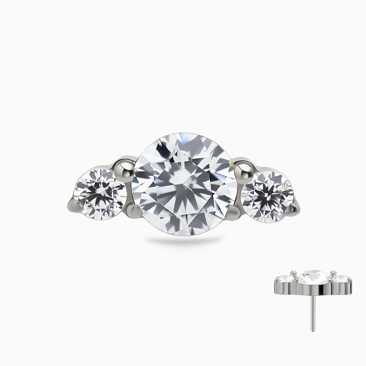 Titanium Threadless Three-Stone Cluster Top