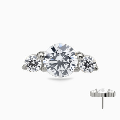 Titanium Threadless Three-Stone Cluster Top