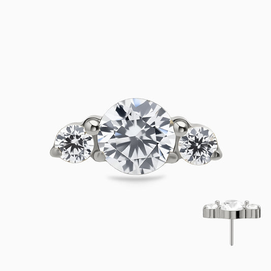 Titanium Threadless Three-Stone Cluster Top