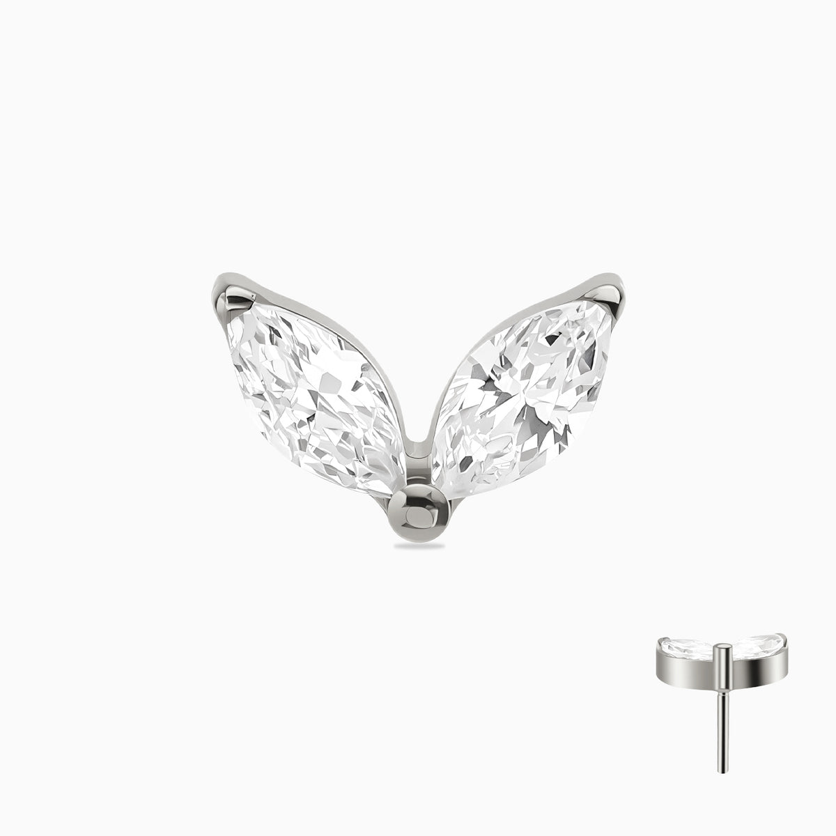 Titanium Threadless Double Marquise Gem Top