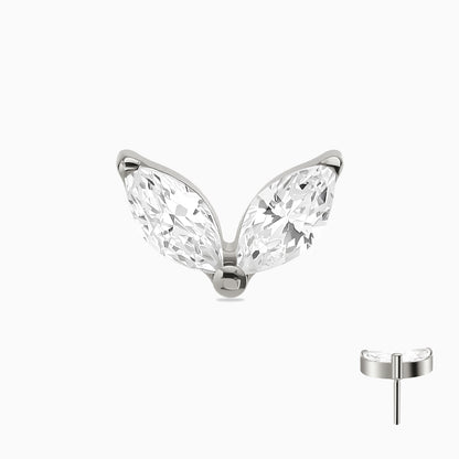 Titanium Threadless Double Marquise Gem Top