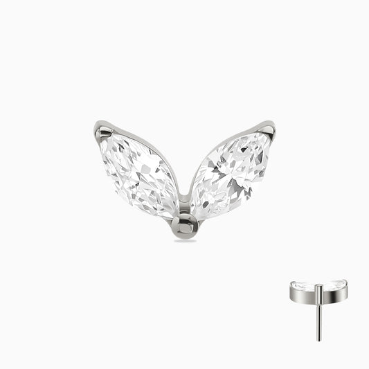 Titanium Threadless Double Marquise Gem Top