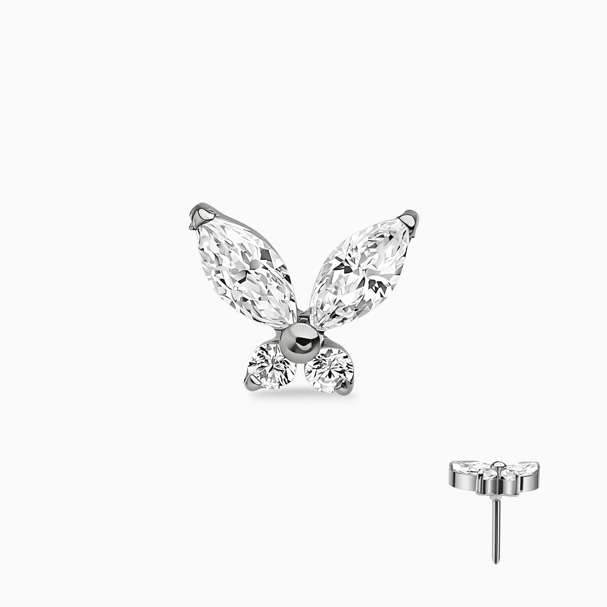Titanium Threadless Butterfly Gem Top