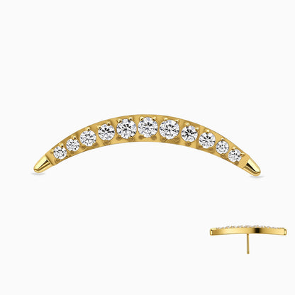 18Kt Gold PVD Titanium Threadless Crescent Curved Cluster Top