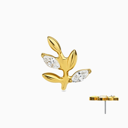 18Kt Gold PVD Titanium Threadless Leaf Top