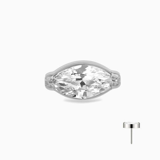 Titanium Threadless Marquise Bezel-Set Gem Top