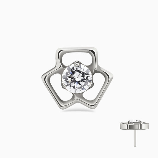 Titanium Threadless Open Triangle Gem Top