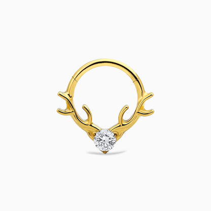 18Kt Gold PVD Titanium Antler Front Facing Hinged Clicker