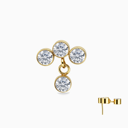 18Kt Gold PVD Titanium Threadless Dangle Bezel Cluster Top