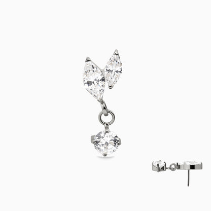 Titanium Threadless Dangle Leaf Cluster Top