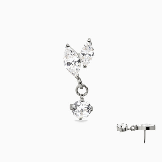 Titanium Threadless Dangle Leaf Cluster Top
