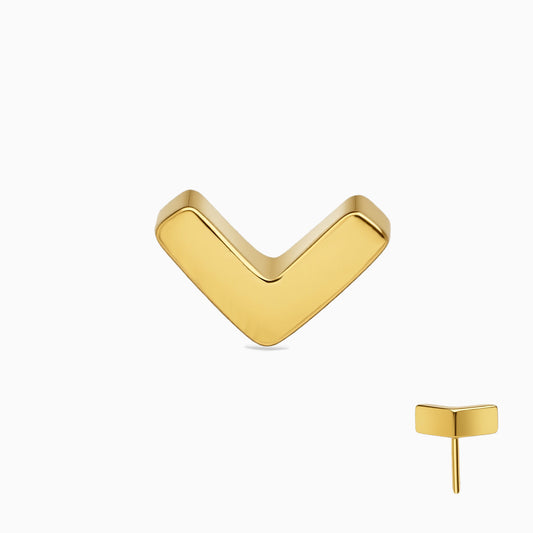18Kt Gold PVD Titanium Threadless V-Shape Top.