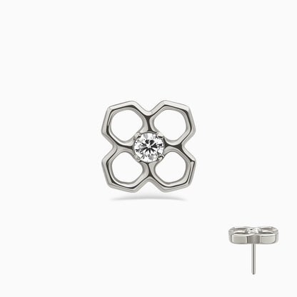 Titanium Threadless Open Flower Gem Top