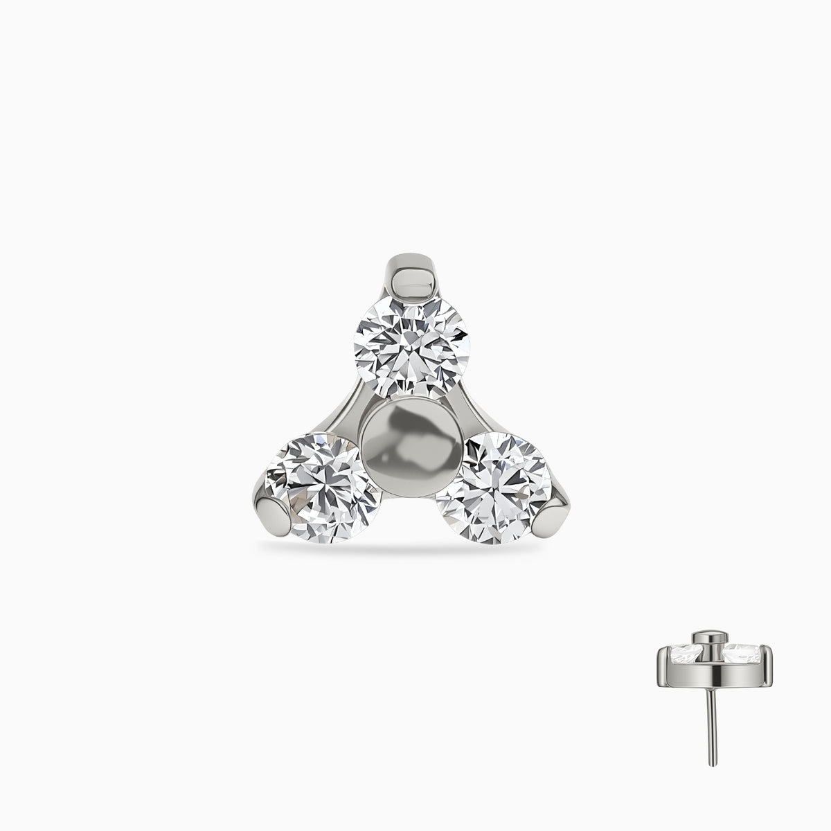 Titanium Threadless Trillion Cluster Gem Top.