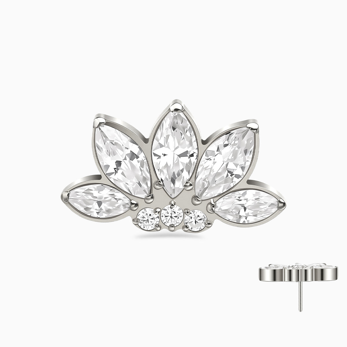 Titanium Threadless Marquise Crown Cluster Top