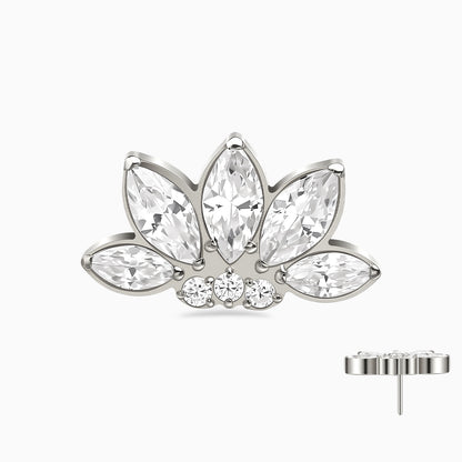 Titanium Threadless Marquise Crown Cluster Top