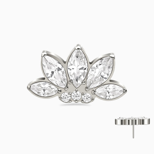 Titanium Threadless Marquise Crown Cluster Top