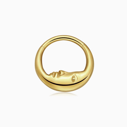 18Kt Gold PVD Titanium Crescent Moon Face Front Facing Hinged Segment Clicke