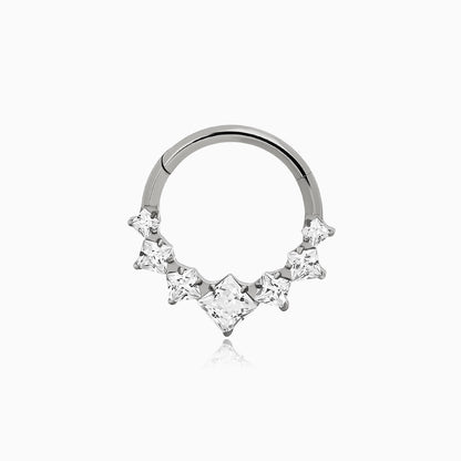 Titanium Square Gem Cluster Front Facing Hinged Segment Clicker