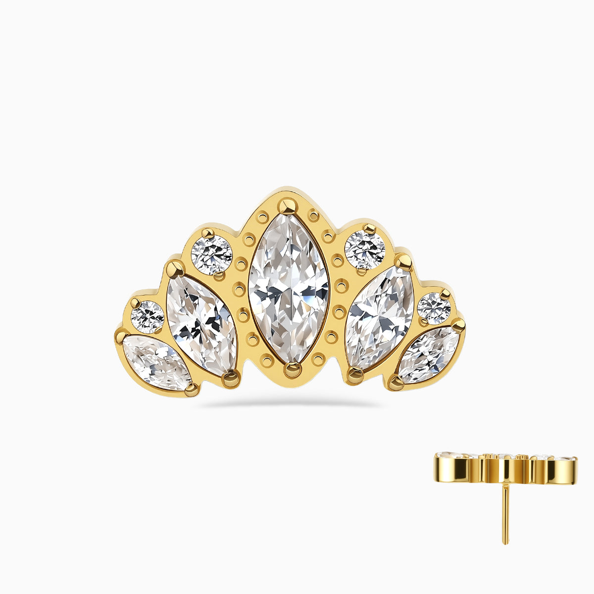 18Kt Gold PVD Titanium Threadless Crown Cluster Top