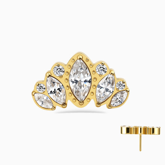 18Kt Gold PVD Titanium Threadless Crown Cluster Top
