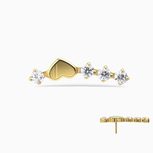 18Kt Gold PVD Titanium Threadless Heart Cluster Top
