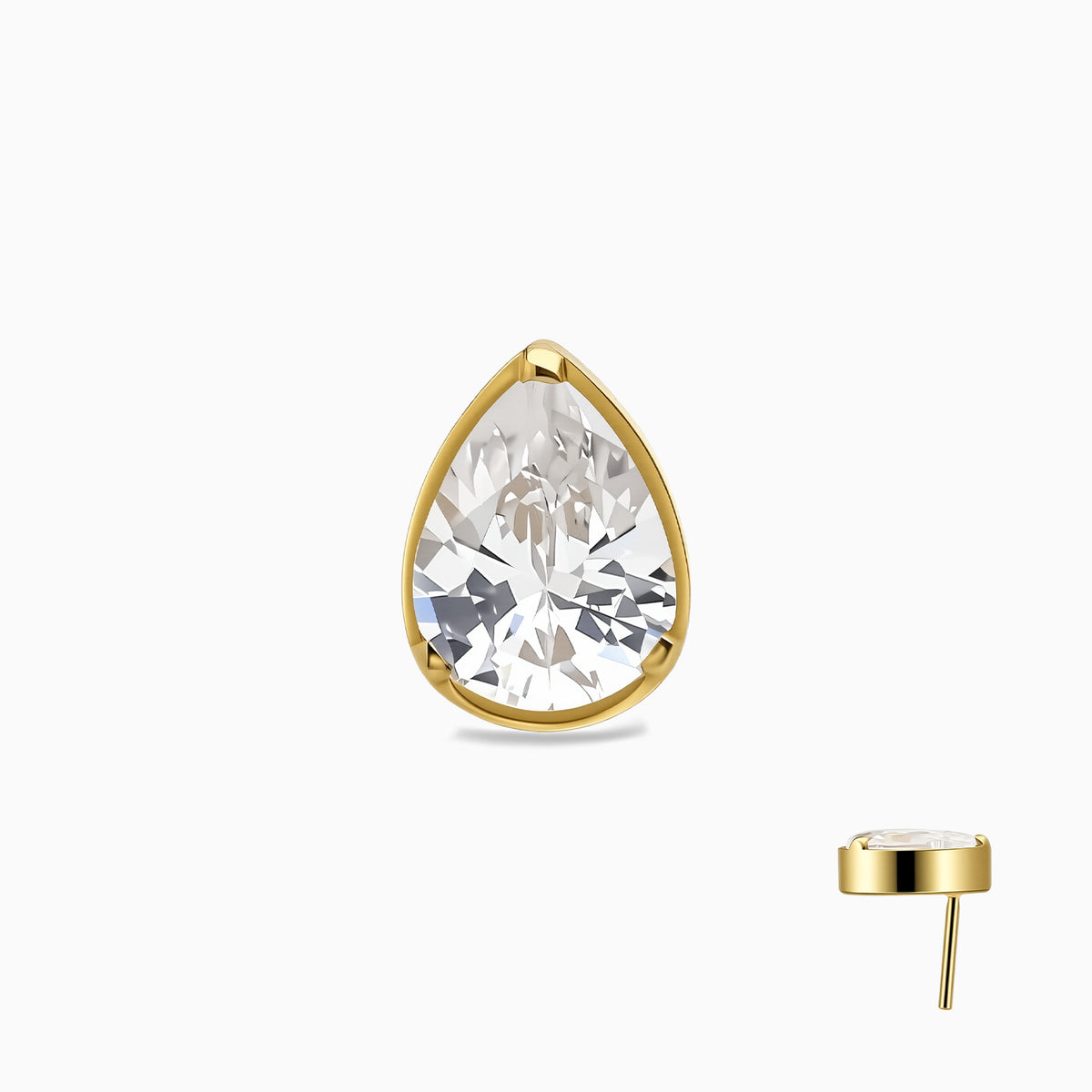 18Kt Gold PVD Titanium Threadless Pear Bezel Top