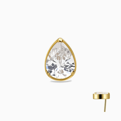 18Kt Gold PVD Titanium Threadless Pear Bezel Top