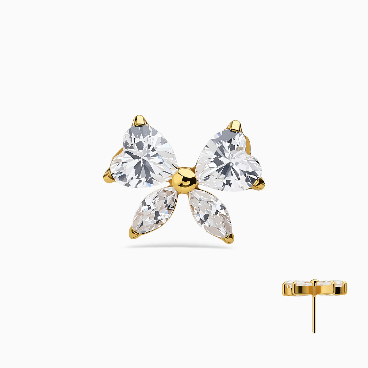 18Kt Gold PVD Titanium Threadless Butterfly Cluster Top
