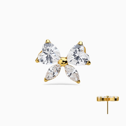 18Kt Gold PVD Titanium Threadless Butterfly Cluster Top