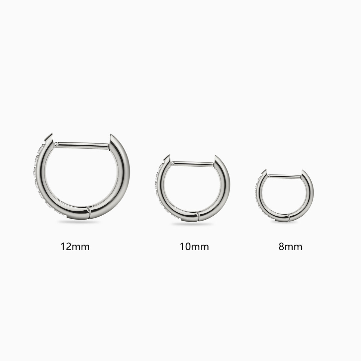 Titanium Hinged Pave D-Shape Hoop Ring