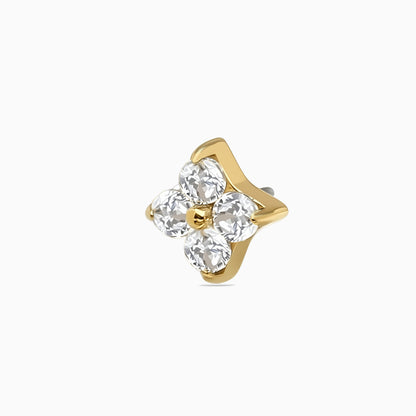 18K Gold PVD Internally Threaded 4-CZ Flower Top