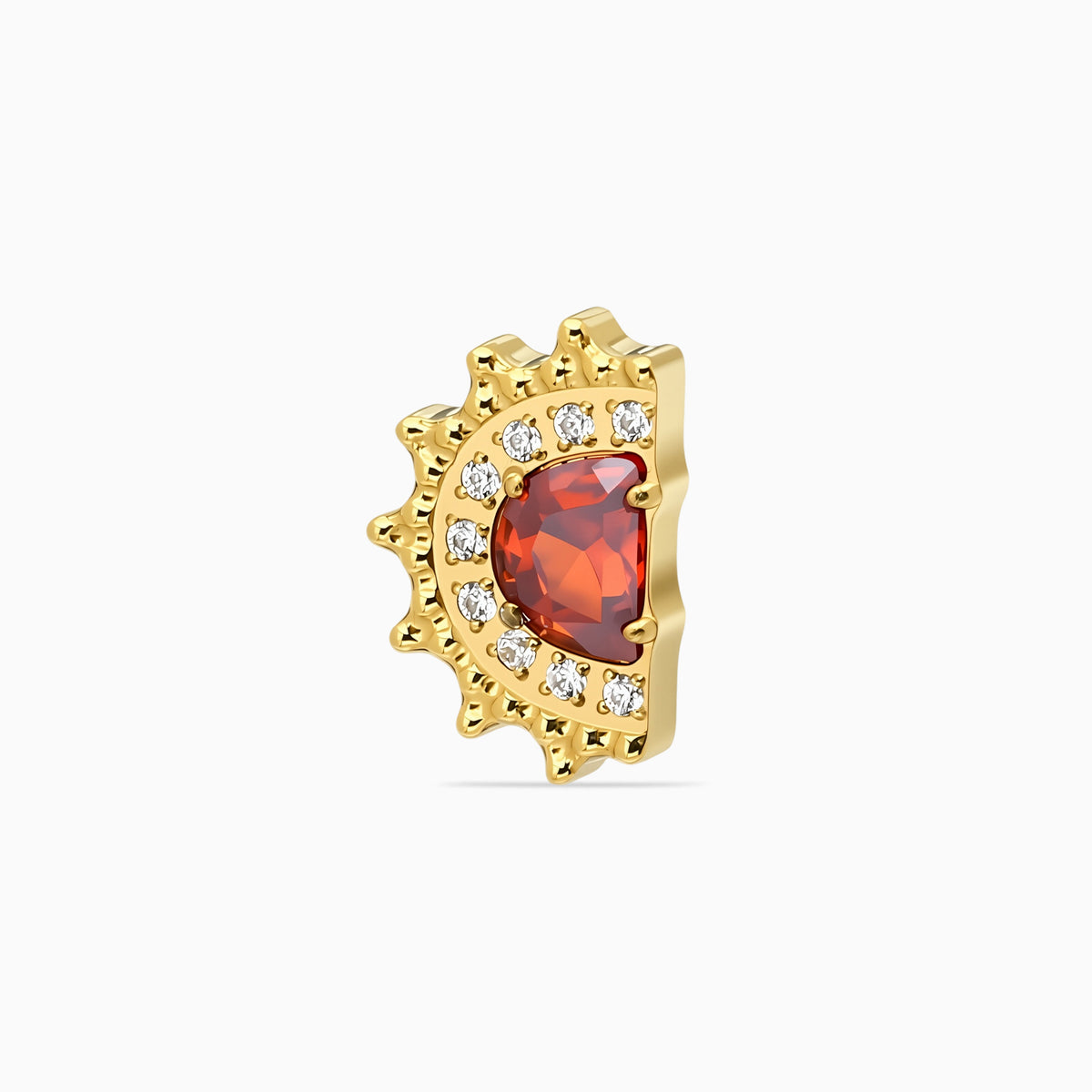 18K Gold PVD Titanium Internally Threaded Red CZ Sunburst Top