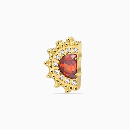 18K Gold PVD Titanium Internally Threaded Red CZ Sunburst Top