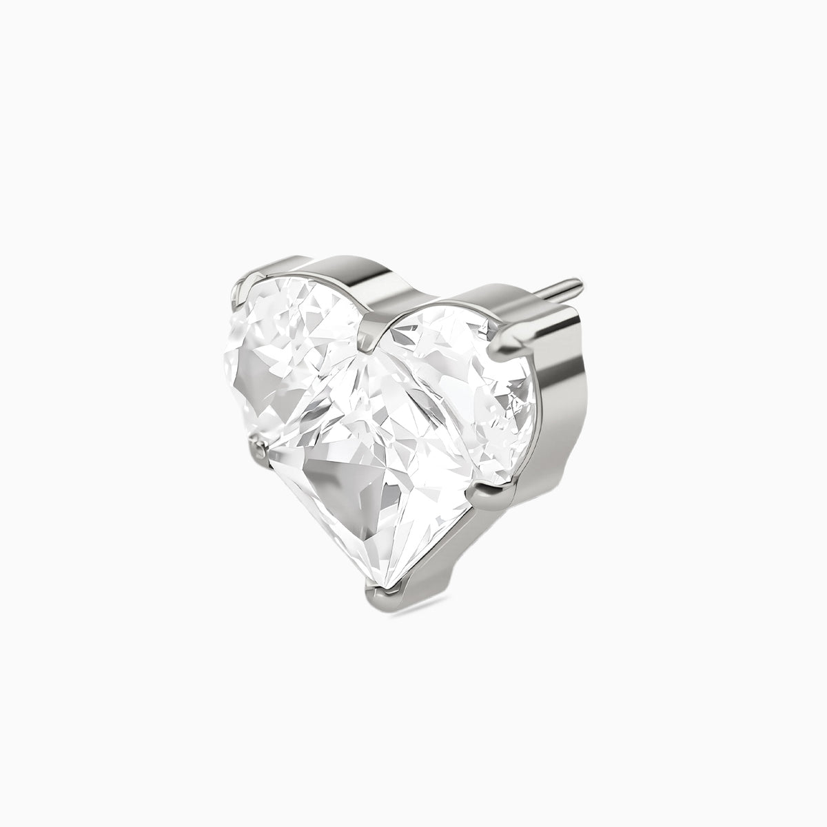 Titanium Threadless Prong-Set 3-Stone Heart Shape Cluster Top