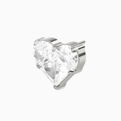 Titanium Threadless Prong-Set 3-Stone Heart Shape Cluster Top