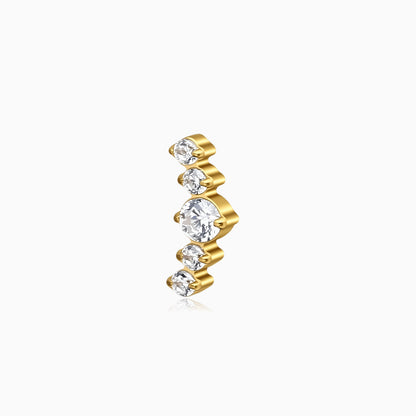 18K Gold PVD Titanium Internally Threaded 5-CZ Curved Cluster Top