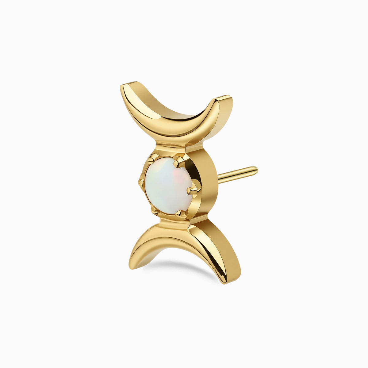 18Kt Gold PVD Titanium Threadless Triple Moon Opal Top