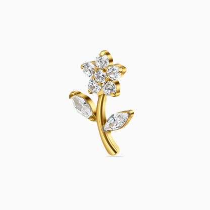 18Kt Gold PVD Titanium Internally Threaded CZ Flower with Stem Top