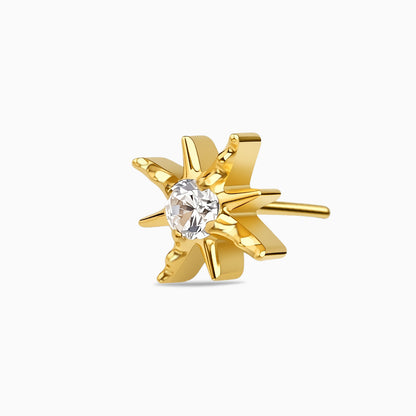 18Kt Gold PVD Titanium Threadless Eight-Point Star Gem Top.
