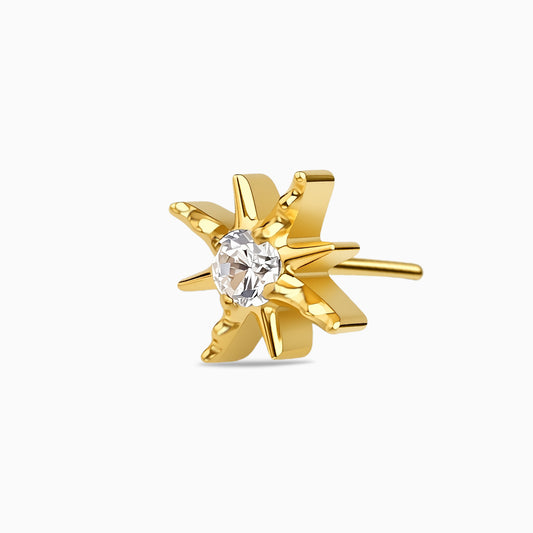 18Kt Gold PVD Titanium Threadless Eight-Point Star Gem Top.